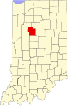 Map of Indiana highlighting Carroll County